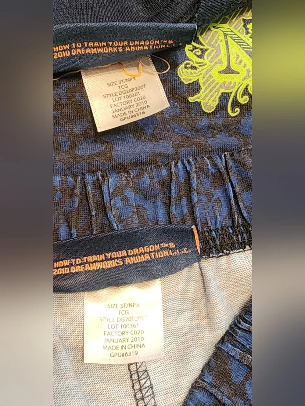 Boys Size 3T Dreamworks How To Train Your Dragon Pajama Set, NWOT Missing Cape